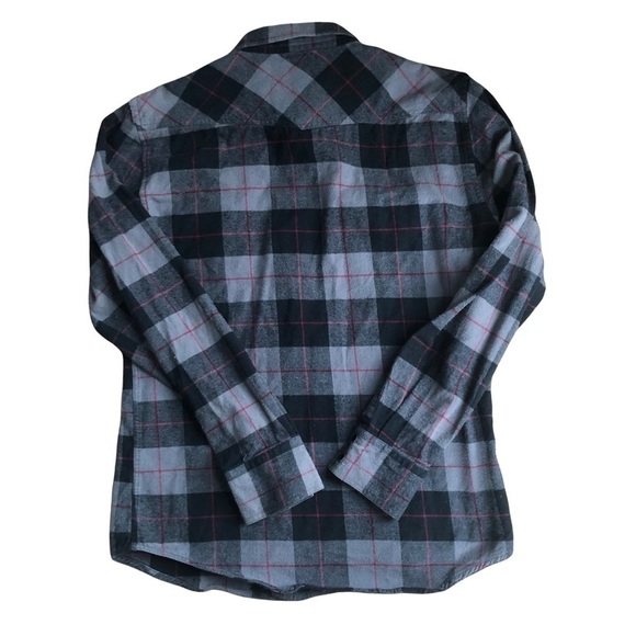 Guess Brushed Cotton Western Pearl Snap Flannel Shirt Sz. S Black Gray - Picture 2 of 6